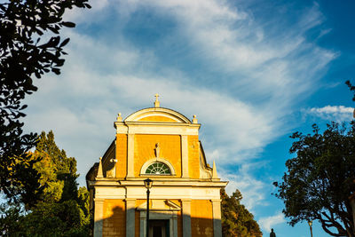 Low angle view of traditional building against sky