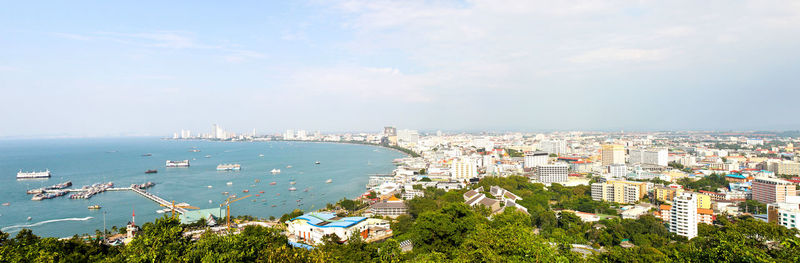 Panoramic cityscape against sky