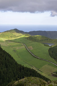 Scenic view of agricultural landscape against sky