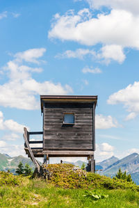 Wooden observation pulpit, hunting tower. beautiful nature in the austrian alps.