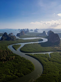 High angle view of landscape against sky