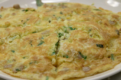 Close-up of omelet in plate