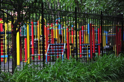 Colorful slides in park