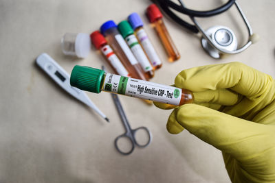 Close-up of hand holding thermometer