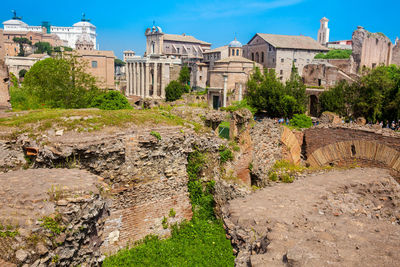 Detail of the walls on the ruins of the roman forum in rome