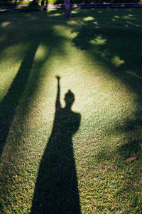 Shadow of man on golf course