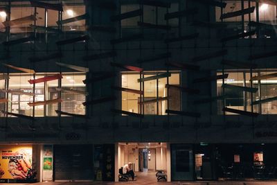 Exterior of residential building at night