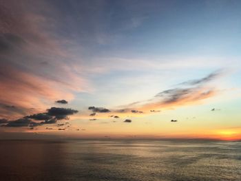 Scenic view of sea against sky at sunset