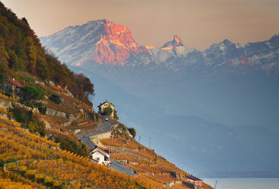 Scenic view of mountains against sky