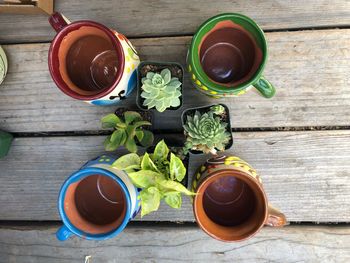 Directly above shot of tea cup on table