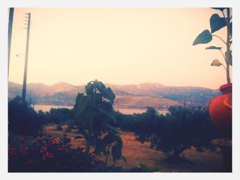 Scenic view of mountains against clear sky