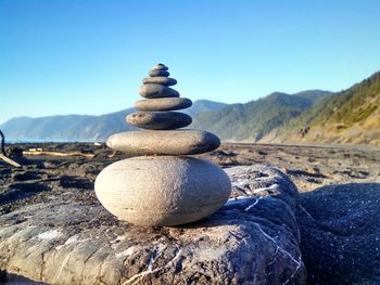 Stack of stones on beach