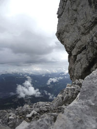 Alpspitze mountain via ferrata in garmisch-partenkirchen, bavaria, germany in summertime