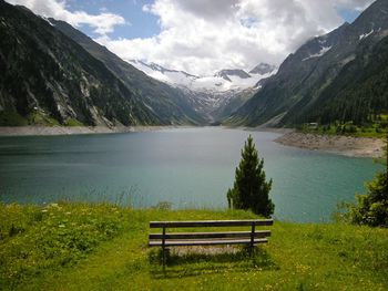 Scenic view of lake and mountains