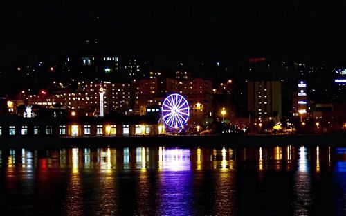 Illuminated city at night