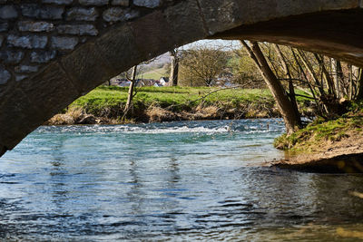 Scenic view of river flowing through rocks