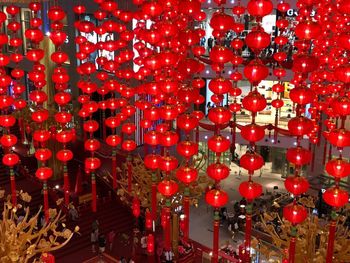 Red lanterns hanging at night