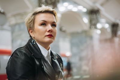 Portrait of young man looking away