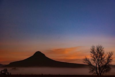 Scenic view of silhouette mountains against sky during sunset