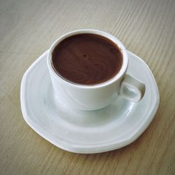 High angle view of coffee on table