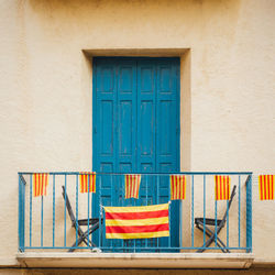 Closed wooden door of house