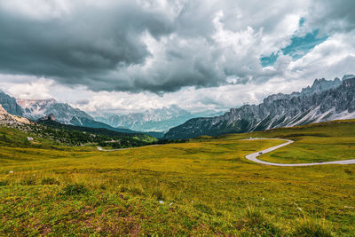 Panoramic view of croda da lago a mountain range in the central dolomites, northern italy. 