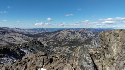 Panoramic view of dramatic landscape against sky