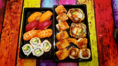 Close-up of sushi in plate