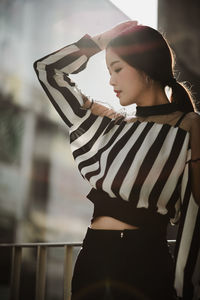 Woman looking at camera