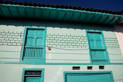 Beautiful facade of the houses at the historical downtown of the heritage town of salamina