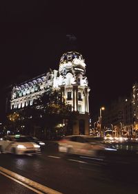 View of building lit up at night