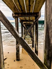 View of pier on beach