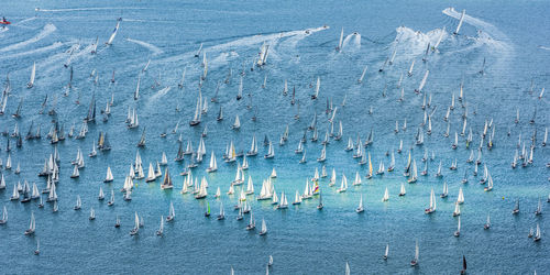 High angle view of blue sea