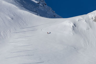 Aerial view of snowcapped mountain range