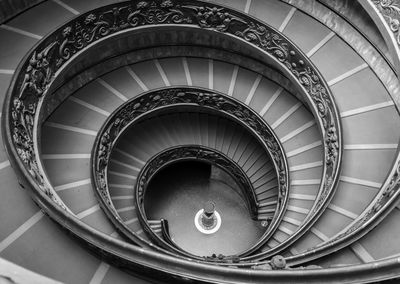 High angle view of bramante staircase at vatican museums
