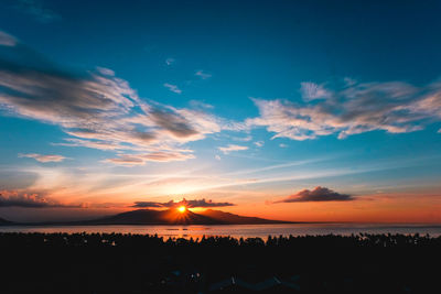 Scenic view of silhouette landscape against sky during sunset