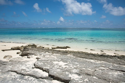 Scenic view of sea against cloudy sky