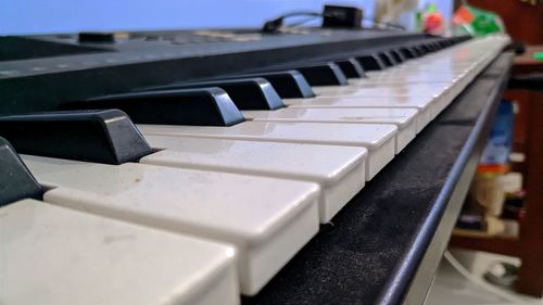 Close-up of piano keys