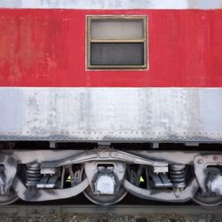 Close-up of train on railroad track