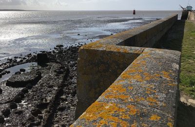 Scenic view of sea against clear sky