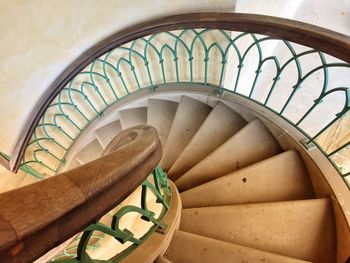 High angle view of spiral stairs