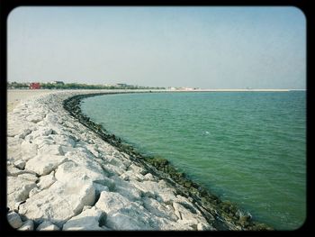 Scenic view of sea against clear sky