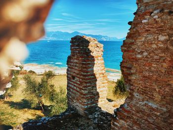 Scenic view of sea against blue sky