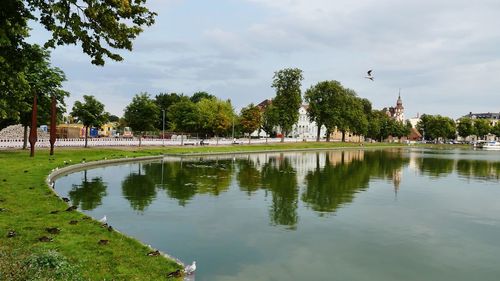 Scenic view of lake against sky