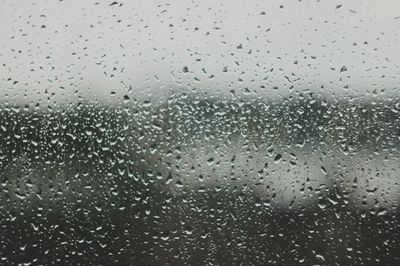 Full frame shot of raindrops on glass window