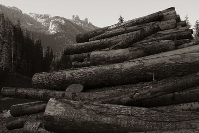 Old ruins by mountain against sky