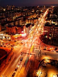 High angle view of traffic on city street