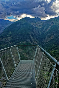 High angle view of mountain range against sky