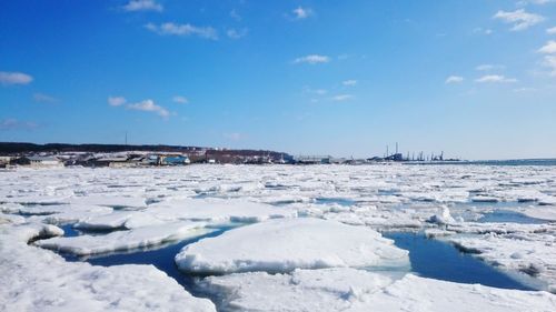 Scenic view of snow covered landscape