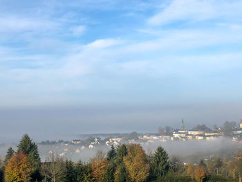 High angle view of city against sky